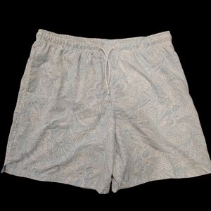 Members Only Light Blue & White Paisley Swim Trunks